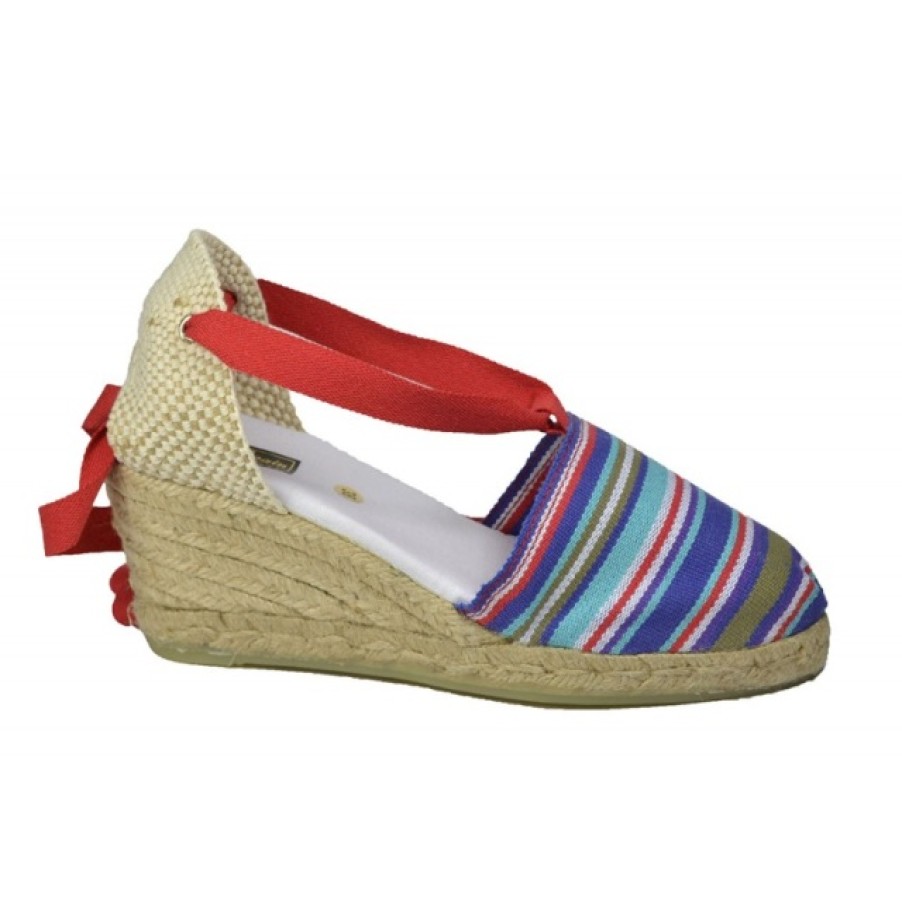 Fashion SPANISH Lace Ups | Valenciana Anckle Tie Stripes Espadrilles | Spanishoponline.Com