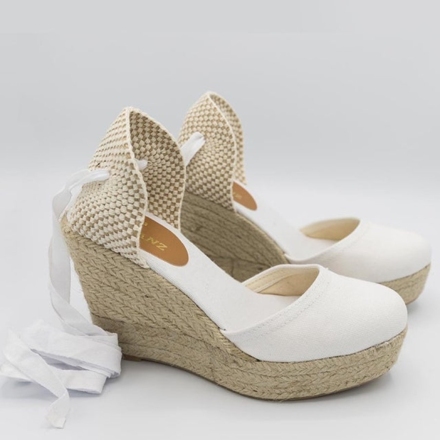 Fashion SPANISH Bridal | Casa Hernanz Valenciana Anckle Tie Platform Wedge Espadrilles | Spanish Shop Online