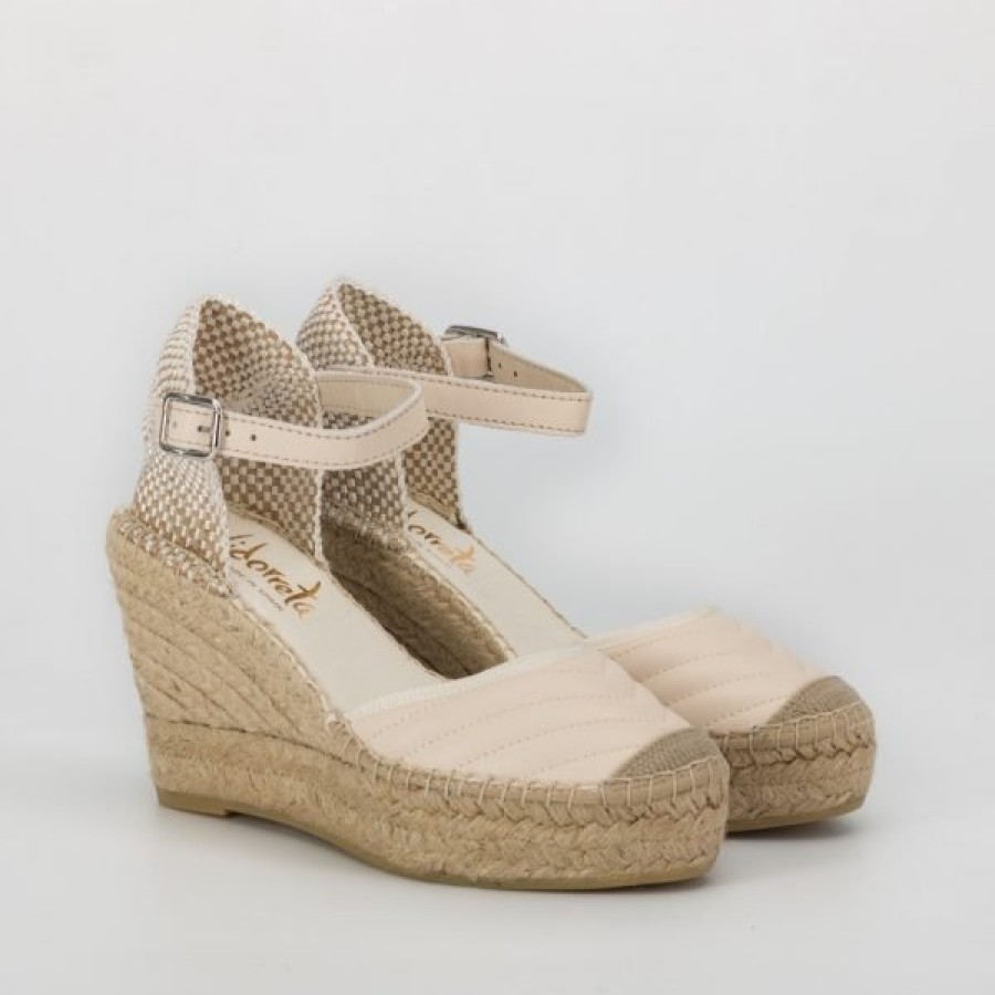 Fashion SPANISH Sandals | Vidorreta Quilted Leather Wedges White | Spanish Shop Online