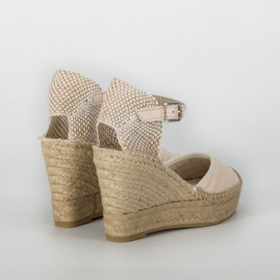 Fashion SPANISH Sandals | Vidorreta Quilted Leather Wedges White | Spanish Shop Online