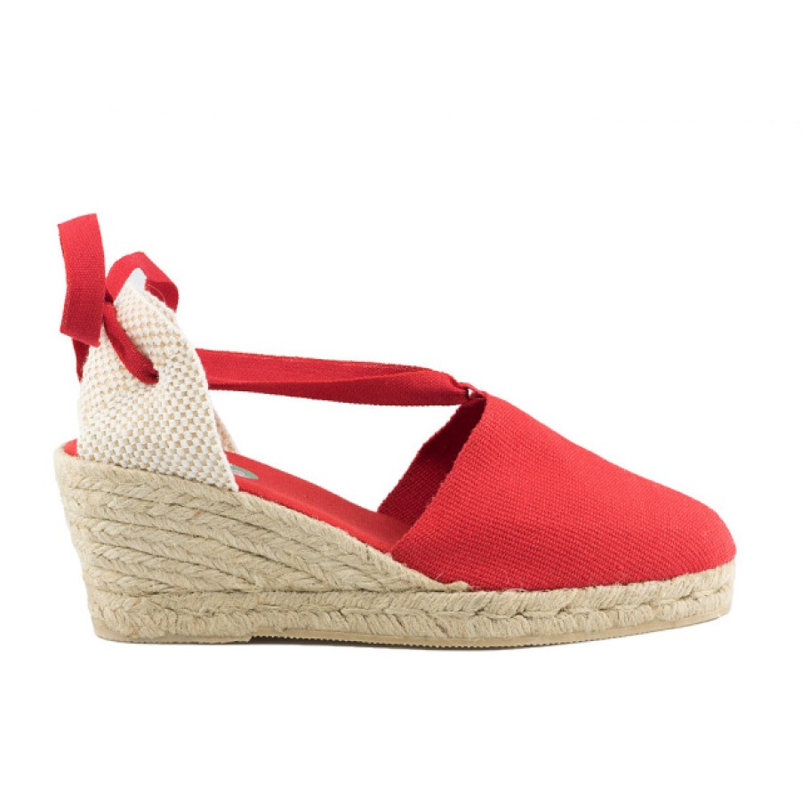 Fashion SPANISH Wedges | Valenciana 5C Red Cotton Espadrilles | Spanishoponline.Com