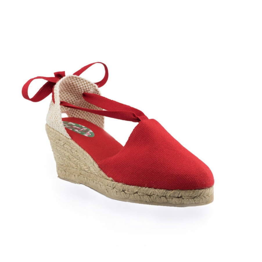 Fashion SPANISH Wedges | Valenciana 5C Red Cotton Espadrilles | Spanishoponline.Com