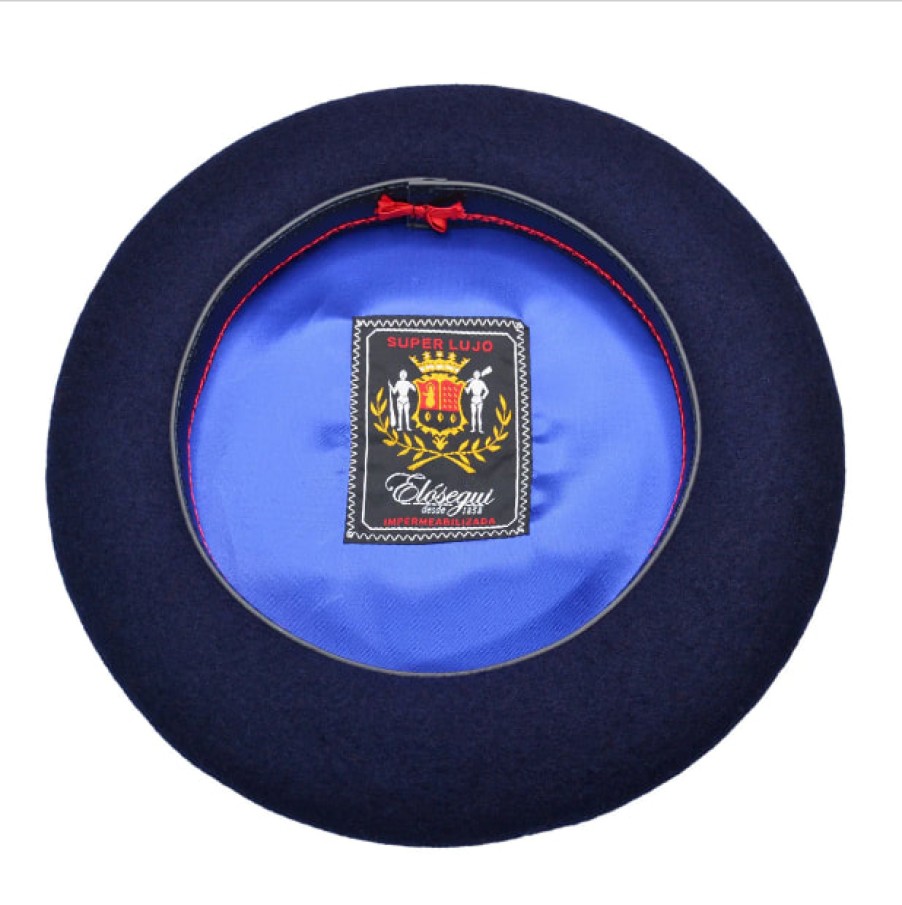 Fashion SPANISH | Elosegui Super Lujo Navy Blue Basque Beret With Band | Spanish Shop Online