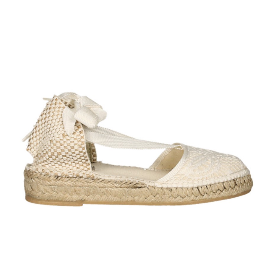 Fashion SPANISH Espadrilles | Aedo Cream Lace Espadrilles | Spanishoponline.Com