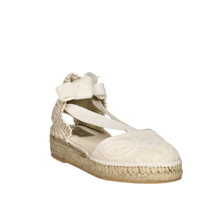 Fashion SPANISH Espadrilles | Aedo Cream Lace Espadrilles | Spanishoponline.Com