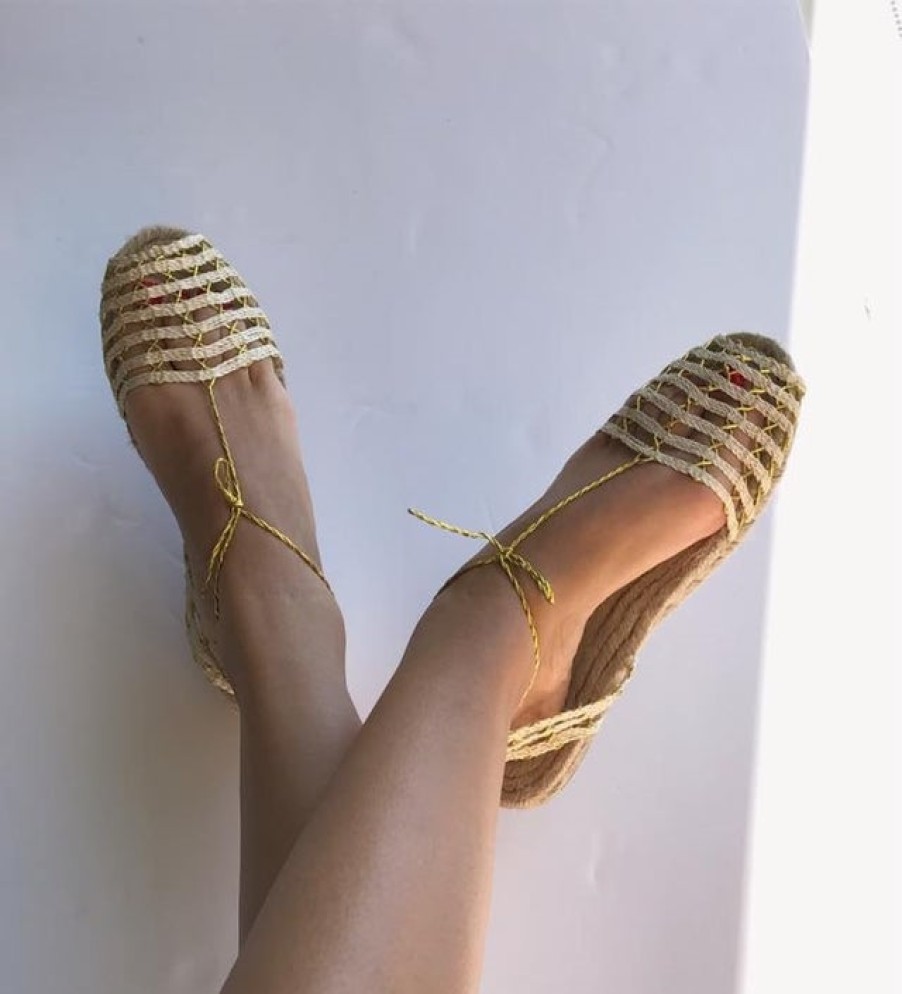 Fashion SPANISH Espadrilles | Ibiza Calada Natural Gold Espardenyes | Www.Spanishoponline.Com