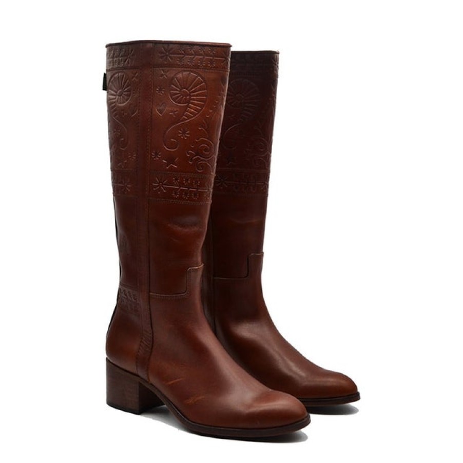 Fashion SPANISH Boots | Dakota Boots Etched Leather | Spanish Shop Online