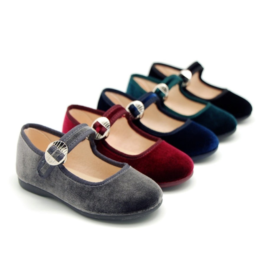 Fashion SPANISH Ballet Flats | Lobo Babies & Girls Velvet Mary Janes | Spanish Shop Online