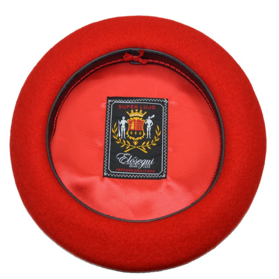 Fashion SPANISH | Elosegui Super Lujo Red Basque Beret With Band | Spanish Shop Online