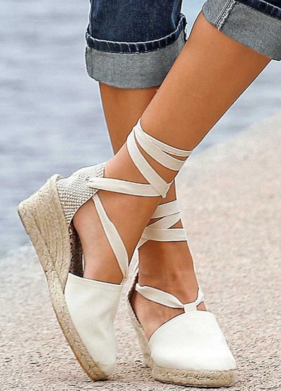 Fashion SPANISH Espadrilles | Lobo Mid Wedge Cotton Laces Espadrilles | Spanishoponline.Com