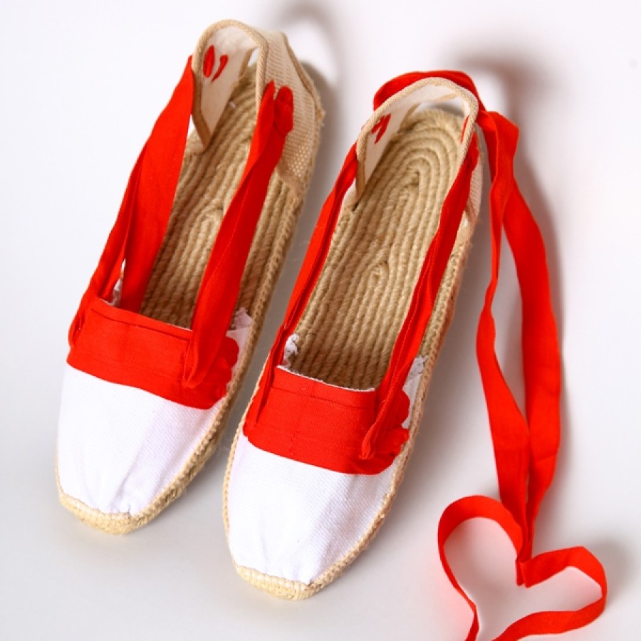 Fashion SPANISH Espadrilles | Traditional Catalana Lace-Up Espadrilles Red | Spanishoponline.Com