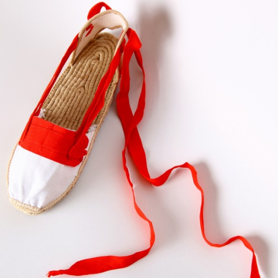 Fashion SPANISH Espadrilles | Traditional Catalana Lace-Up Espadrilles Red | Spanishoponline.Com