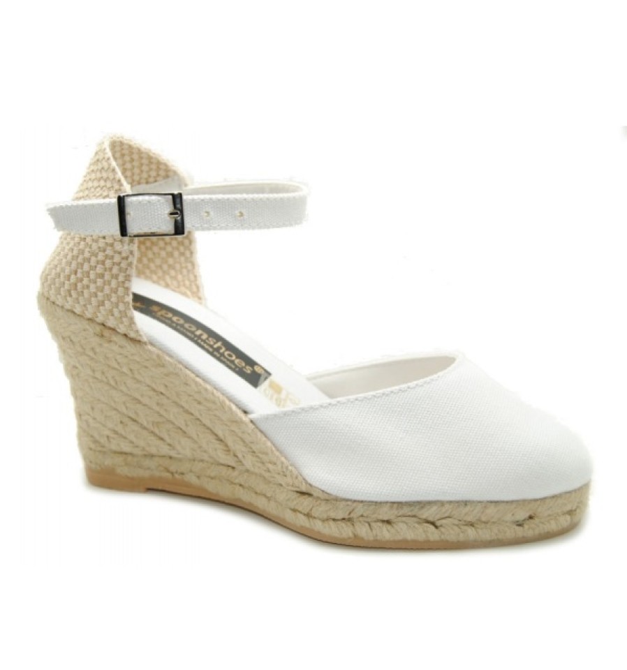 Fashion SPANISH Wedges | Anckle Bracelet White Wedge Espadrilles | Spanishoponline.Com