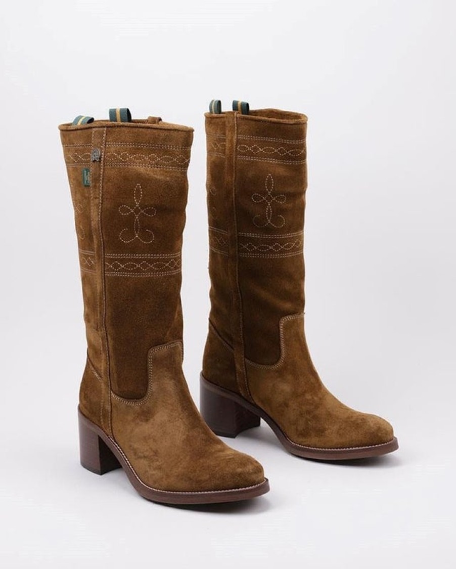 Fashion SPANISH Boots | Dakota Boots C5 Campero Embroidered Suede Boots | Spanish Shop Online