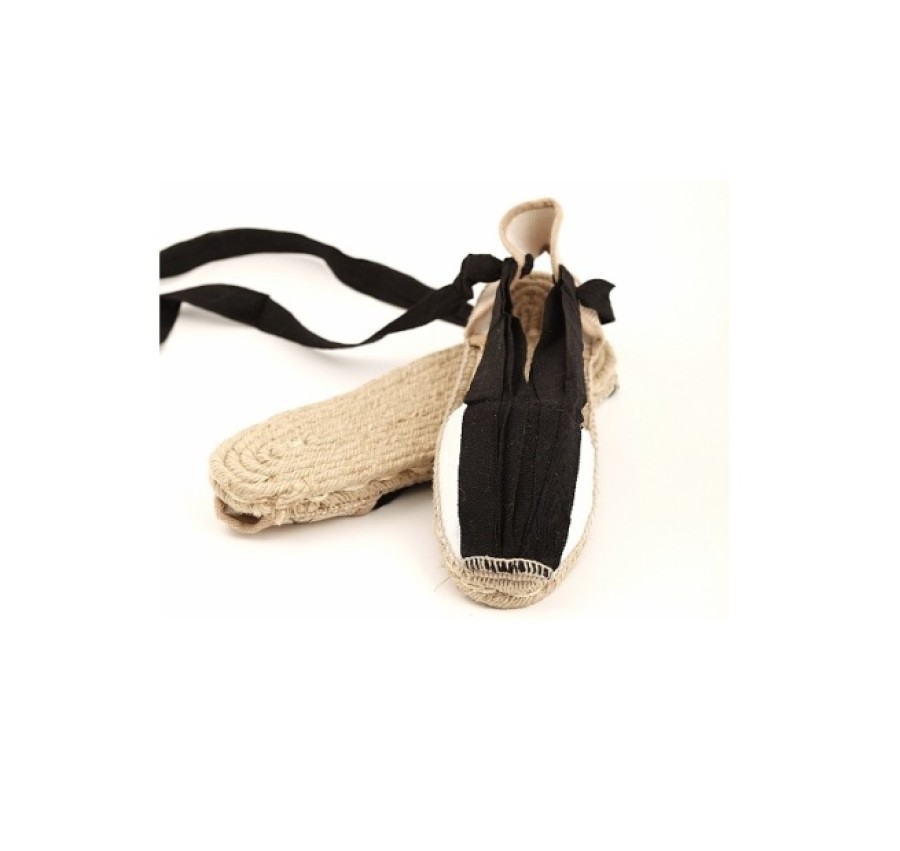 Fashion SPANISH Espadrilles | Traditional Aragonesa Lace-Up Espadrilles Black | Spanishoponline.Com